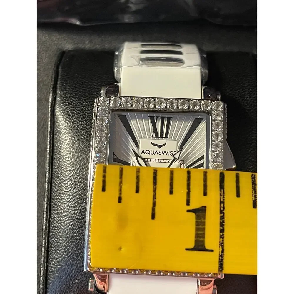 Aquaswiss Kelly Ladies Silver White Rubber White Bracelet W.Silver Watch NIB